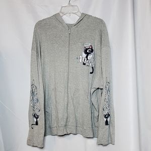 Fashion Bug 2000s Zip-Up Angel Cat Hoodie